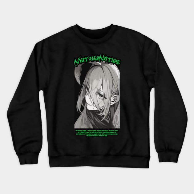 Mother Nature Anime Girl Crewneck Sweatshirt by DeathAnarchy